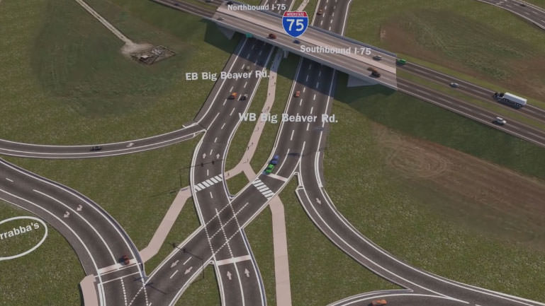 I-75 Big Beaver Road Interchange Proposed DDI (No audio)
